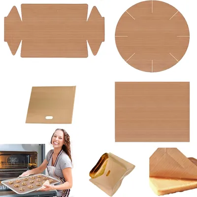 Image de Film de cuisson réutilisable - Lot de 4, antiadhésif et découpable - Tapis de cuisson résistant à la chaleur, réutilisable - Sans PFAS, lavable au lave-vaisselle