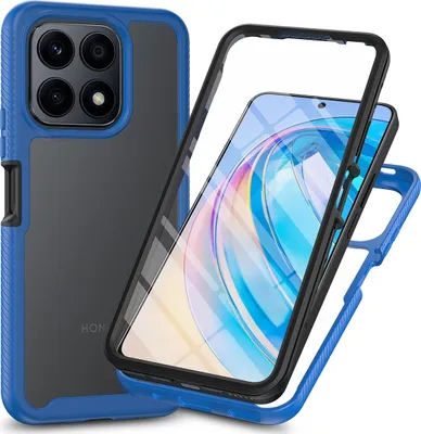 Image de Etui pour Honor X8A, bumper avec protecteur d'écran intégré Etui de protection 360° pour le corps entier Bleu foncé