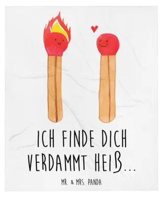 Produktbild von Mr. & Mrs. Panda Decke Streichhölzer - Weiß - Geschenk, Sofaüberwurf, Bettdecke, Tagesdecke, Freundin, Liebesbeweis, Liebesgeschenk, Kunstfelldecke, Kuscheldecke