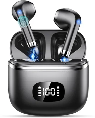 Produktbild von Kabellos Bluetooth 5.3 In Ear Kopfhörer mit 4 ENC Noise Cancelling Mic, 40H Spielzeit mit LED, IP7 Wasserdicht für Arbeit Studium Sport