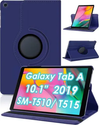Image de Samsung Galaxy Tab A 10.1 2019 Housse de protection Rotative en cuir bleu foncé
