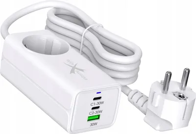 Produktbild von ExtremeStyle GaN evo 65W Ladegerät 2x USB-C+USB mit Schnellladefunktion