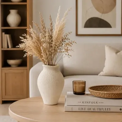 Image de Vase en terre cuite naturel fait main 27 cm, ouverture 12 cm