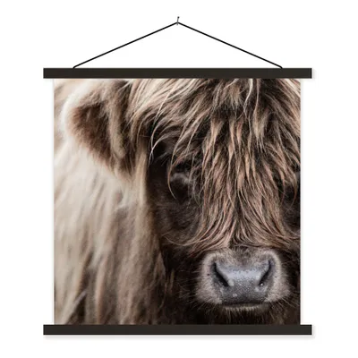 Produktbild von MuchoWow® Textilposter Schottischer Highlander - Schottische Kuh 40x40 cm mit schwarzem Rahmen - Fotos