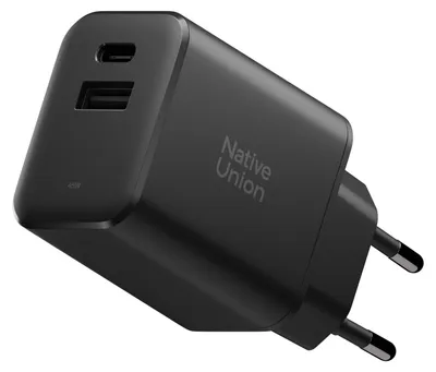 Image de Native Union, GaN Chargeur mural avec USB-C et USB-A Power Delivery 45 W, Noir