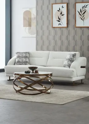 Produktbild von Couch Modern Dreisitzer Sofa 3 Sitzer Stoffsofa Polstersofa Weiß Sofas