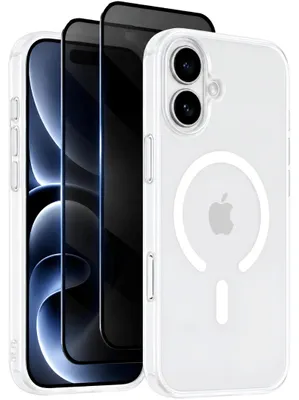 Produktbild von Hülle + 2X Schutzglas für iPhone 16 Plus MagSafe Panzerfolie Privacy Case Full 9H