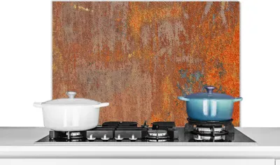 Produktbild von KitchenYeah®  Spritzschutz Küche - Küchenrückwand - Wandschutz für Herd und Spüle - Rost - Eisen - Industriell - Alt 90x60 - Alu-Dibond (Alternative zum Spritzschutz aus Glas) - Hitzebeständig - Herds