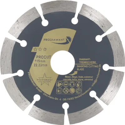 Image de Disque diamanté PRODIAMANT 115 mm pour béton, pierre, brique, universel