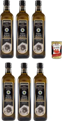 Produktbild von Desantis olio extra vergine di oliva DOP, Natives Olivenöl extra, terra di bari bitonto DOP, 6x 0,75 l + Italian Gourmet polpa 400g