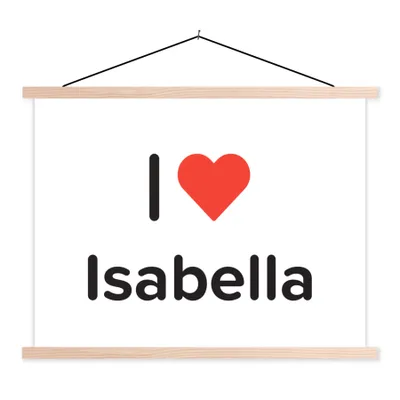 Produktbild von MuchoWow® Textilposter Ich liebe - Isabella - Mädchen 150x113 cm mit holzfarbenen Rahmen - Poster