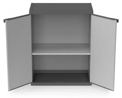 Image de Armoire basse en résine avec étagères 2 portes, (intérieur/extérieur) 68x40xH85 cm