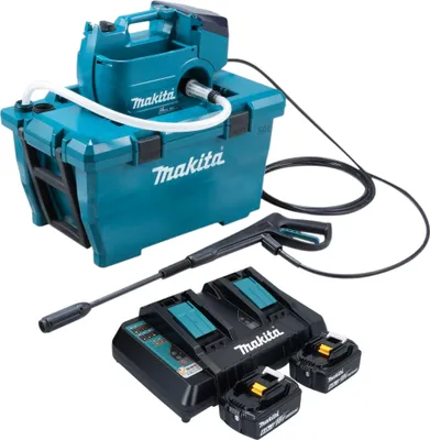 Produktbild von Makita DHW 080 PG2K Akku Hochdruckreiniger 36 V ( 2x 18 V ) 80 bar 380 l/h Brushless + 2x Akku 6,0 Ah + Doppelladegerät