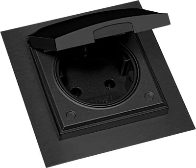 Produktbild von Einzelsteckdose ST 3009 ST/1 in SCHWARZ mit Klappdeckel / Schukosteckdose
