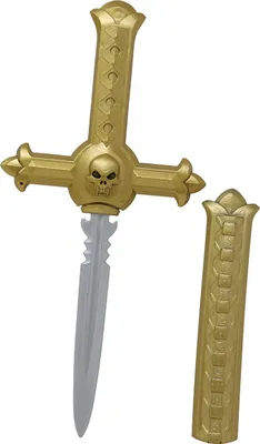Immagine prodotto di Cacciatore di Vampiri Croce Scettro Decorazione di Halloween Sacerdote Oscuro Creepy Teschio Accessorio Costume Prop Protezione Spirituale Festival Prop Antico Reliquia Ispirato Decor Pugnale Dorato Creazione Teatro, Colore: Oro / Argento