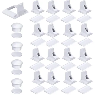Produktbild von Schrankschlösser, 16er-Pack + 4 Schlüssel – kindersichere magnetische Schubladenschlösser mit Klebstoff für Küche, Schlafzimmer, Büro