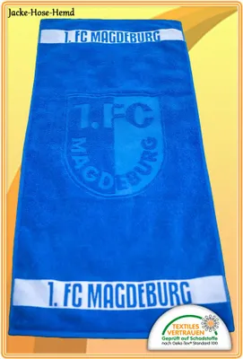 Produktbild von Handtuch 1. FC Magdeburg Frottetuch Blau Weiß Logo geprägt Gr: 50x100cm