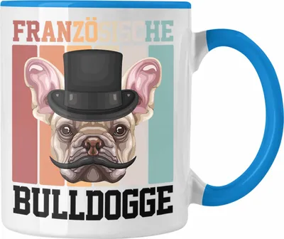 Produktbild von Trendation - Französische Bulldogge Besitzer Tasse Geschenk Lustiger Spruch Geschenkidee Retro Vinatge Französische Bulldogge (Blau)