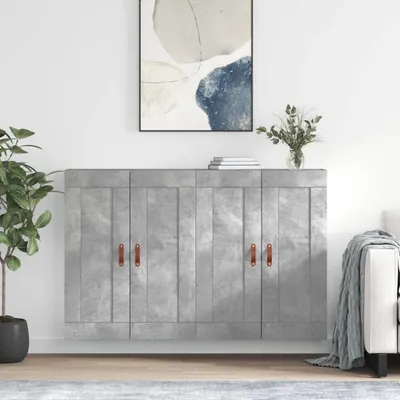 Produktbild von The Living Store Wandschränke 2 Stk. Betongrau Holzwerkstoff