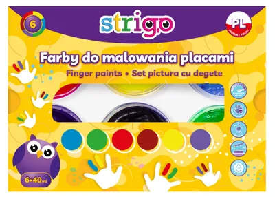 Produktbild von Strigo Kinder Fingerfarben Set 6 Farben 40ml Ungiftig Malen