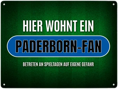 Produktbild von Hier wohnt ein Paderborn-Fan Metallschild XXL mit Rasen Motiv