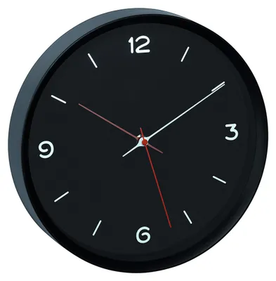 Analoge Wanduhr, lautloses Sweep-Uhrwerk, schwarz, Glas, 309 mm