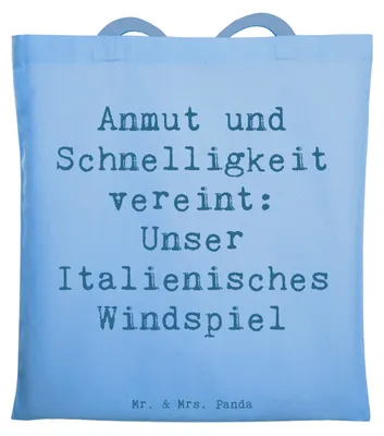 Produktbild von Mr. & Mrs. Panda Einkaufstasche Spruch Italienisches Windspiel - Sky Blue - Geschenk, unser, italienischer Hund, Beutel, Tasche, Hunderasse, treuer Begleiter, Stoffbeutel