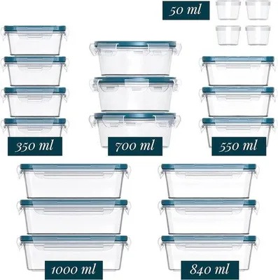 Produktbild von 40-teiliges Set Luftdichte Plastikdosen für Küche und Haushalt