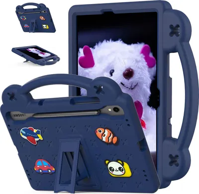 Produktbild von Schutzhülle für Samsung Galaxy Tab S9 FE/Tab S9/Tab S8/Tab S7 11" 2020/2022/2023 Niedliche Hülle für Kinder, Stoßfest mit Griff und Ständer Dunkelblau