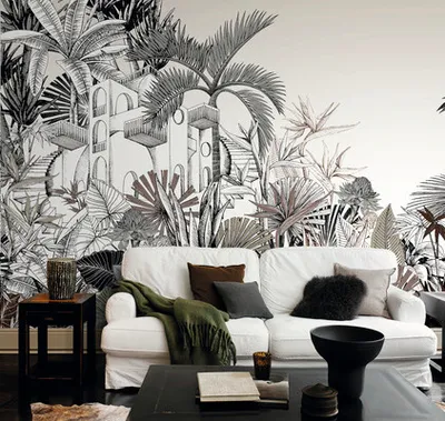 Produktbild von Vliestapete Blumentapete Beige Braun Naturoptik 688139 Mustertapete Tropical House