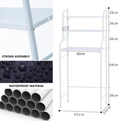 Image de Étagère de rangement pour le linge à 3 niveaux - Étagère de rangement imperméable avec pieds réglables