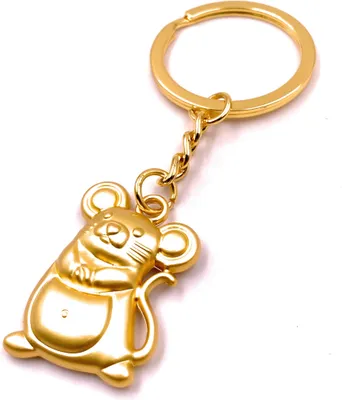 Produktbild von Onwomania Schlüsselanhänger Maus Niedlich Dicker Bauch Gold Anhänger Keychain