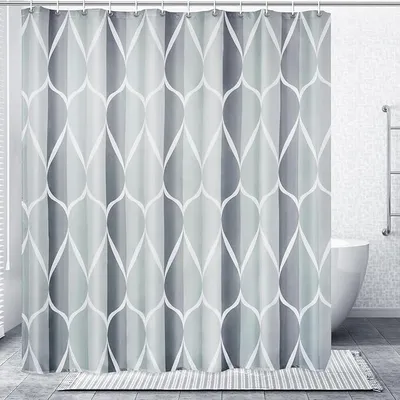 Produktbild von Grauer Duschvorhang, wasserdichtes Design und Polyester, schnell trocknend, gewichteter Saum, Duschvorhang Set passend für Bad 150.88 x 182.88 cm