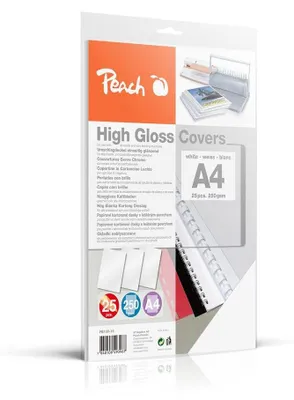 Obrázok produktu pre Peach Einbanddeckel hochglänzend weiß A4 25Stk. 250gsm retail