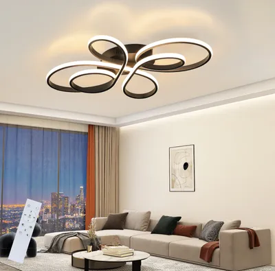 Produktbild von ZMH LED stropní světlo černé stropní svítidlo stmívatelné s dálkovým ovládáním 65W 66CM moderní kreativní svítidlo pro obývací pokoj ložnici jídelnu kancelář kuchyň