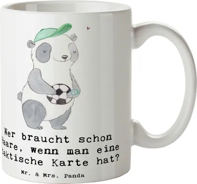 Produktbild von Mr. & Mrs. Panda Kaffeebecher Fußballtrainer Einzigartig - Weiß - Geschenk, Trinkbecher, Beruf, Geschenke für Berufstätige, Berufsprodukte, Coaching, Leidenschaft, Tasse