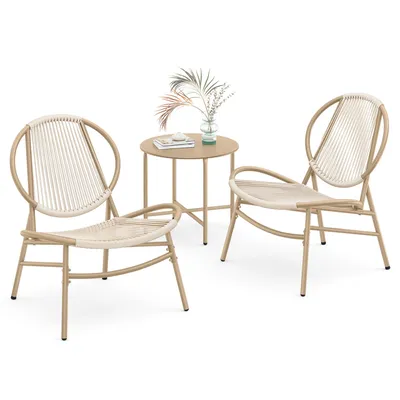 Produktbild von SONGMICS Balkonmöbel, 3er Set, Gartenmöbel-Set, mit Tisch, 2 Stühlen, Kamelbraun
