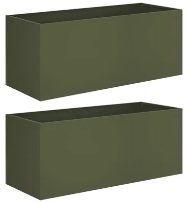 Productafbeelding van vidaXL Tuinplantpot, 2 stuks, olijgroen, 80 x 40 x 40 cm