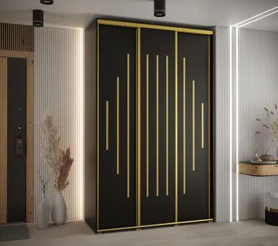 Obrázok produktu pre Šatníková skriňa YVONA 12 - 150/45 cm, čierna / zlatá