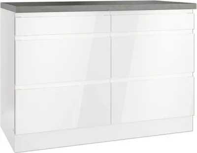 Produktbild von Held Möbel Auszugunterschrank Kiel BxTxH 120 x 60 x 86 cm weiß hochglanz zerlegt 465.1.6340