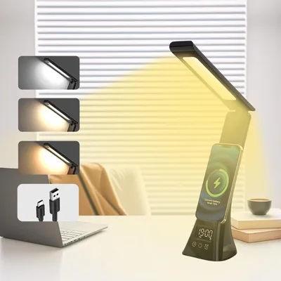 LED-Schreibtischlampe, dimmbar, 3 Farbmodi, Touch, kabellos aufladbar