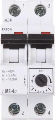 Immagine prodotto di Interruttore di protezione motore bipolare IP20 10KA 2,5-4A 400V 248396 EATON