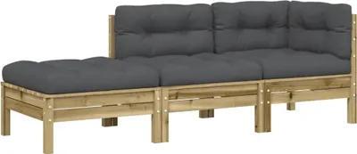 Produktbild von vidaXL Gartensofa mit Kissen und Hocker 3-Sitzer