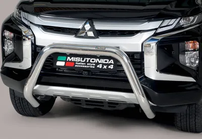 Produktbild von J&J AUTOMOTIVE | Ladekantenschutz Stoßstange Schweller Für Mitsubishi L200 Double Cab Ø 76mm ab 2019, Edelstahl Chrom, Auf Stoßfänger, Hinten, Stoßstangen, Ladekantenschutz, Kofferraum Schutz