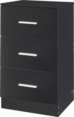 Obrázok produktu pre Nočný stolík "Aurdal" s 3 zásuvkami 66 x 37 x 34,5 cm Čierna farba, vysoký lesk