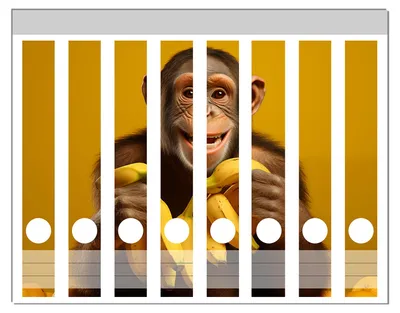 Produktbild von Wallario Ordnerrücken Sticker, selbstklebend für schmale Ordner, 8 Stück, Motiv Glücklicher Bananenfan