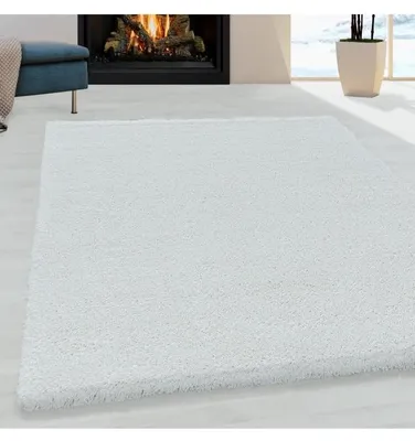 Zdjęcie produktu dla Dywan wysokiego włosia, biały, okrągły, o średnicy 200 cm, do salonu