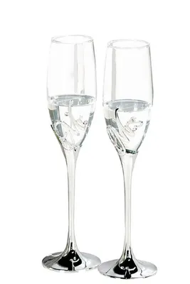 Produktbild von Gilde 2tlg. Set, Champagnerglas, Sektglas, "Mr. & Mrs", Schriftzug, Glas, Metall, klar, silberfarben, VE 1, H. 27 cm, D. 7 cm 50034 4001250500346