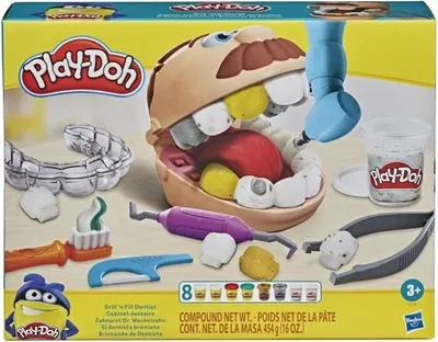Produktbild von Play-Doh Zahnarztkoffer, 8 Töpfe ungiftige Modelliermasse, 10 Werkzeuge, Zahnarzt Spielset für Kinder ab 3 Jahren