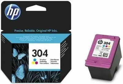 Produktbild von HP 304 Cyan/Magenta/Gelb Original Tintenpatrone, Standard, Cyan, Magenta, Gelb, Tinte auf Farbstoffbasis, 2 ml, 1 Stück(e), 100 Seiten